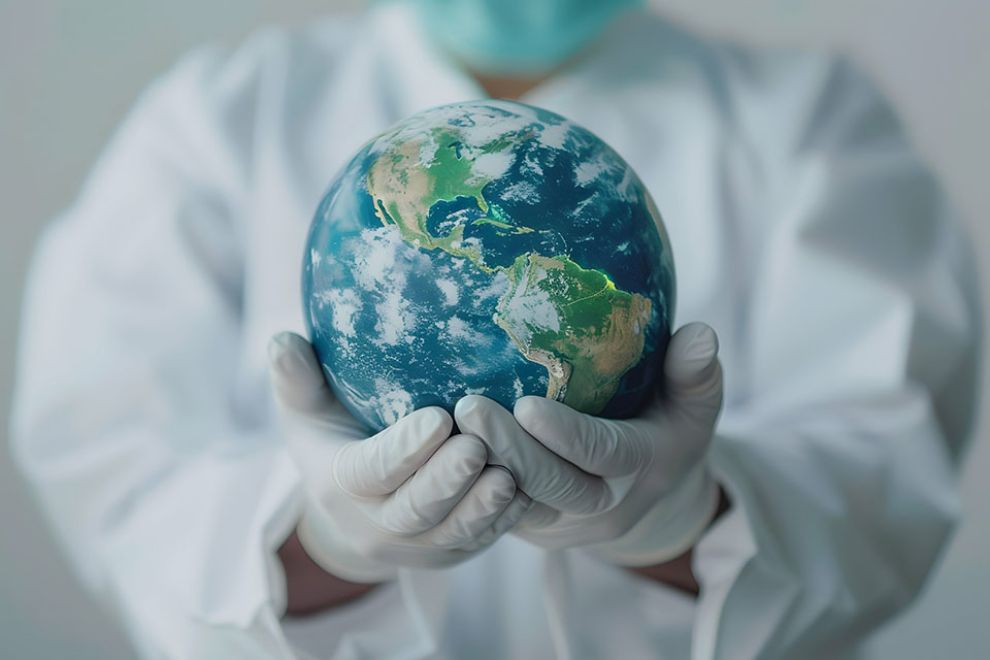 Arzt hält Weltkugel